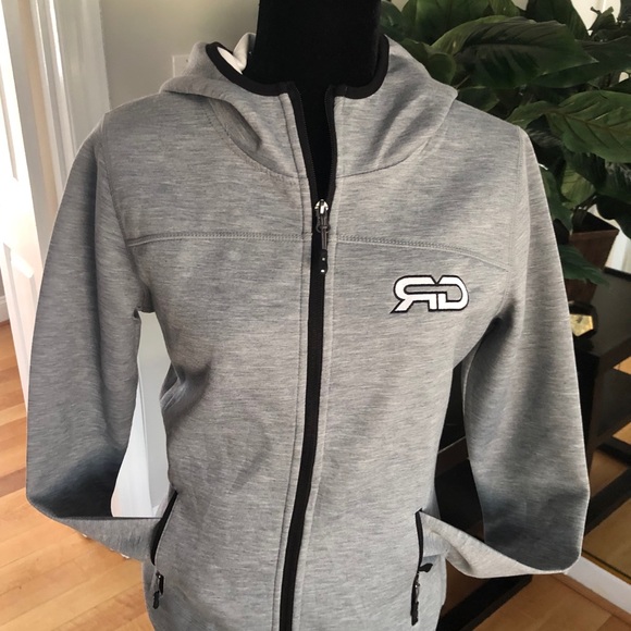 Light Gray Women's Full-Zip Front Tech Hoodie - Picture 3 of 8